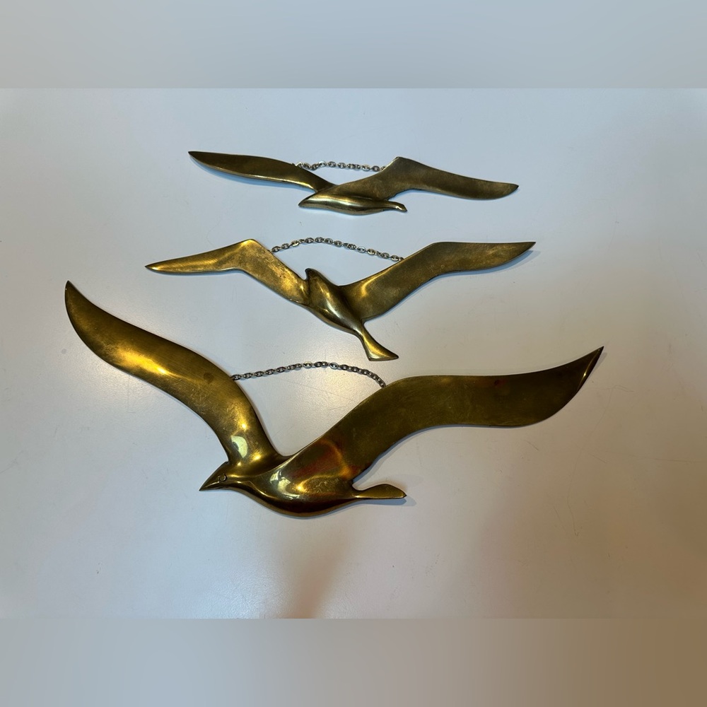 Vintage mcm brass birds